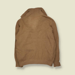 1970s | Zip Knit Cardigan | Camel - L
