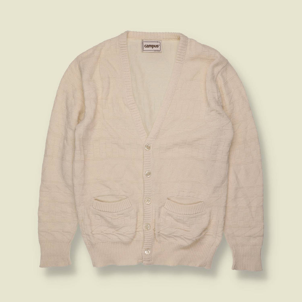 1970s | Campus | Knit Cardigan | Cream - XS