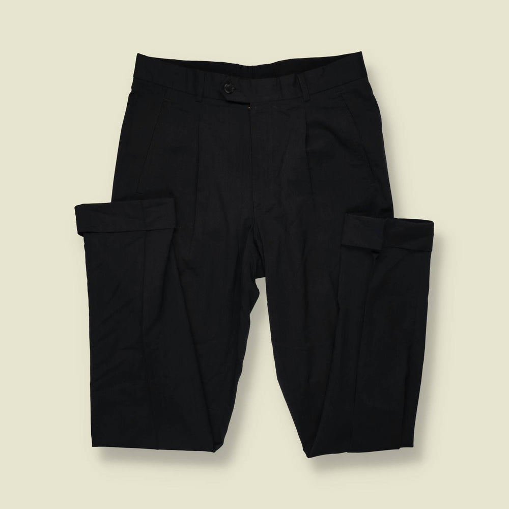1980s | Alberto | Pleated Trousers | Dark Grey - w32