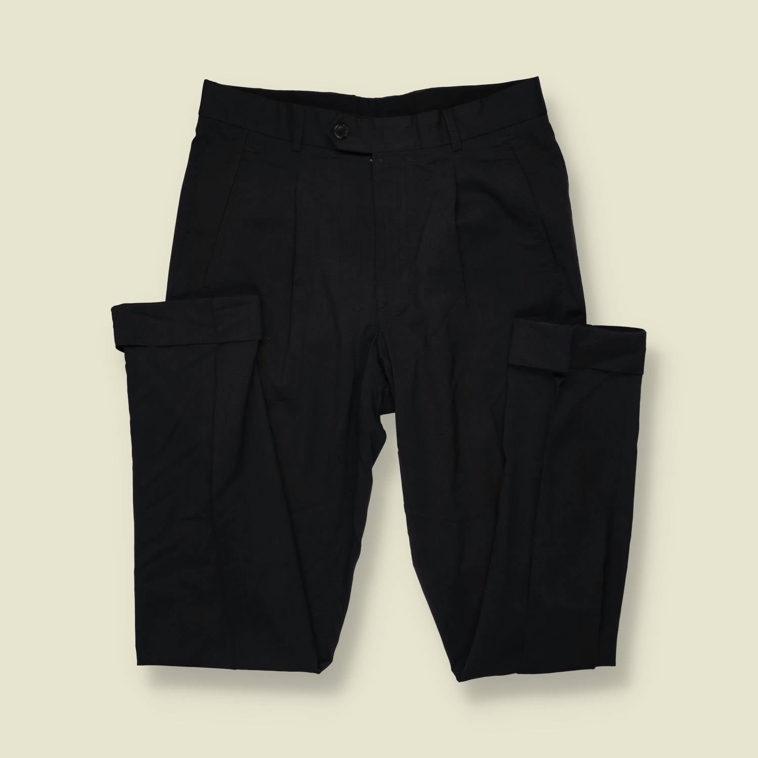 1980s | Alberto | Pleated Trousers | Dark Grey - w32