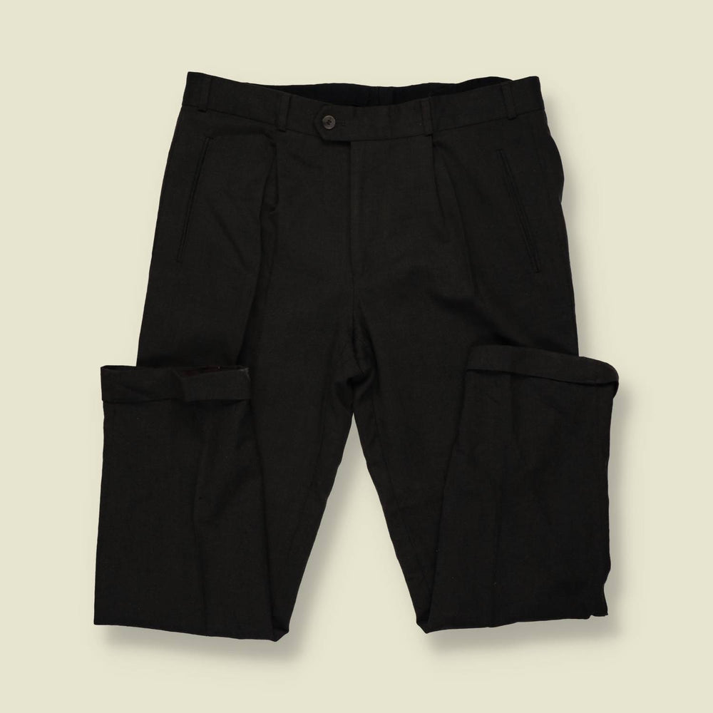 1980s | Pleated Trousers | Dark Brown - w34