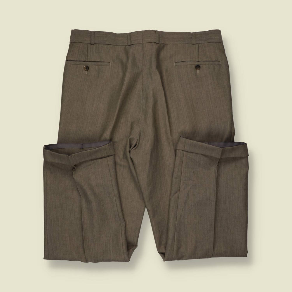 1980s | Pleated Trousers | Khaki - w34