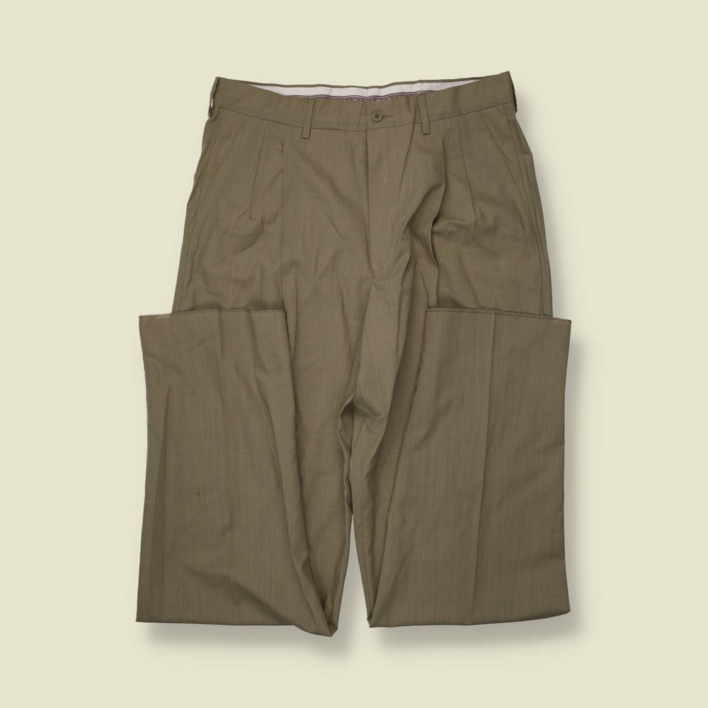 1980s | Pleated Trousers | Khaki - w34