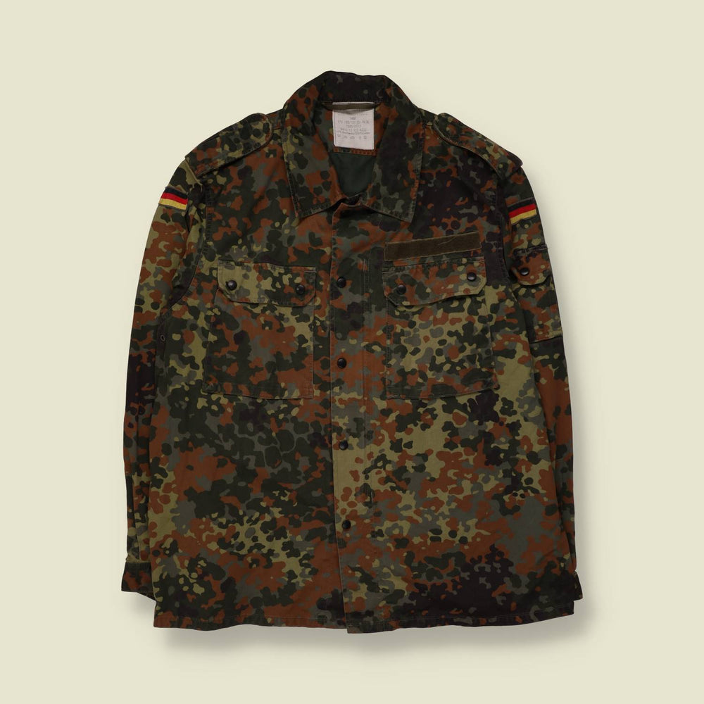 1990s | German Military | Field Shirt | Flecktarn Camouflage - L