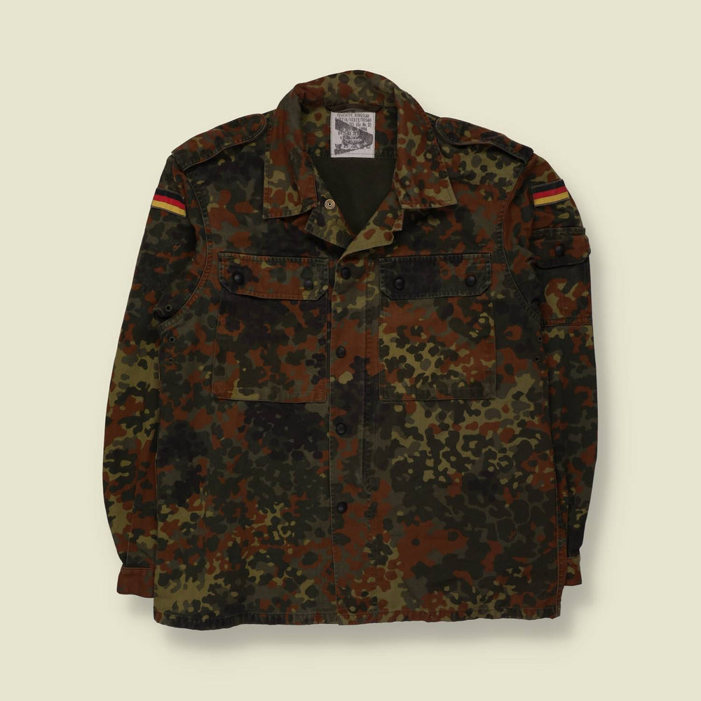 1990s | Feuchter, Kingelai | German Military Field Shirt | Flecktarn Camouflage - S