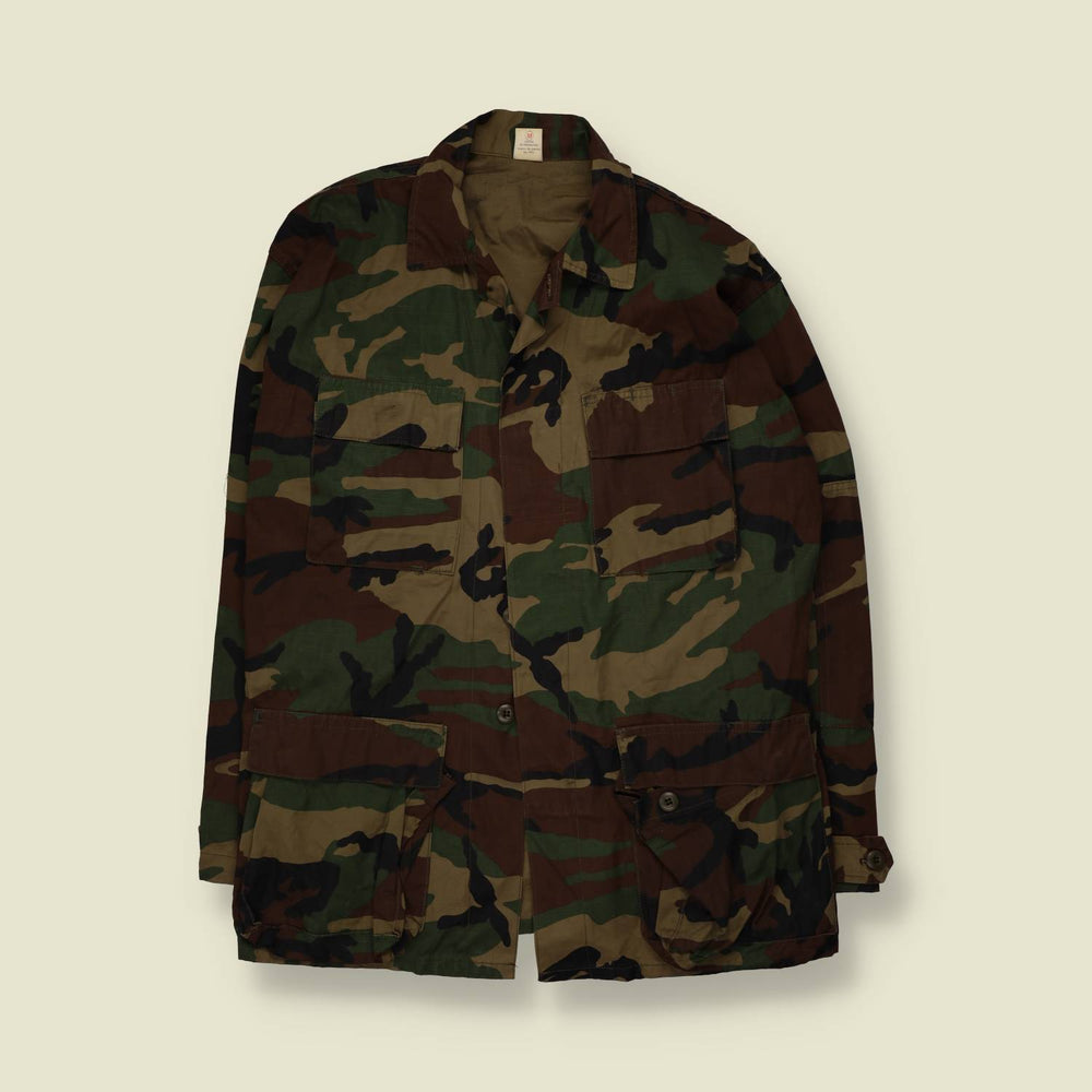 1980s-90s | Military | Field Shirt | Woodland Camouflage - M