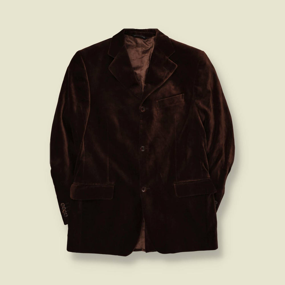 1990s | Collezione | Velvet Blazer | Made in Italy | Brown - M