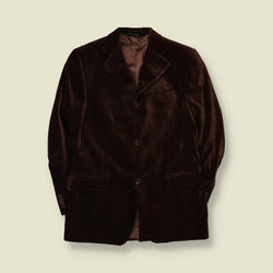 1990s | Collezione | Velvet Blazer | Made in Italy | Brown - M