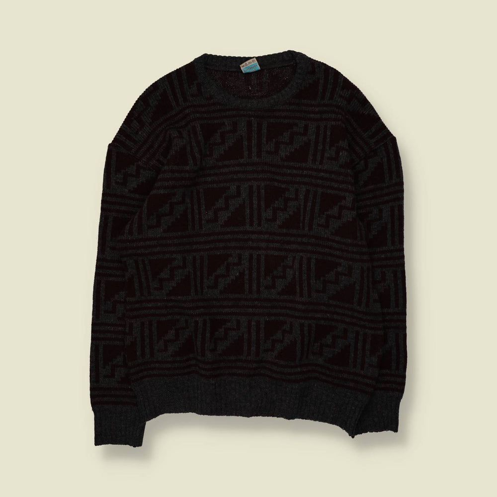 1980s | Jumper | Charcoal & Black - L