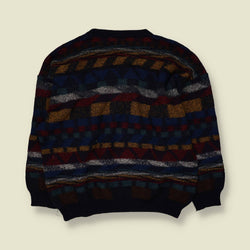 1980s | Textured Jumper | Navy Multicolour - XL