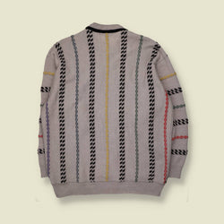 1980s | Di Candia | Coogi-Style Jumper | Grey Multicolour | Made in Italy - L