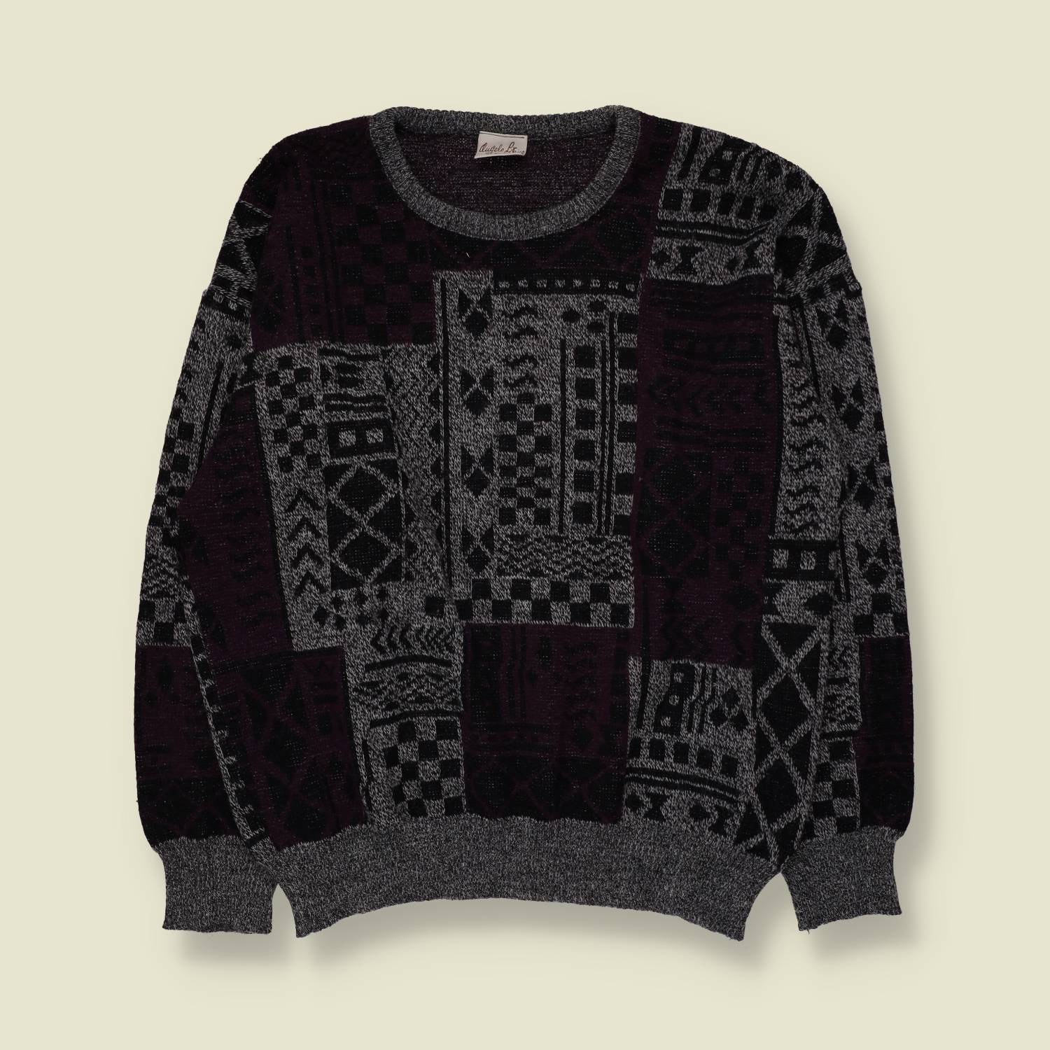 1980s | Angelo Litrico | Textured Jumper | Grey & Black - XXL