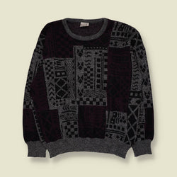 1980s | Angelo Litrico | Textured Jumper | Grey & Black - XXL