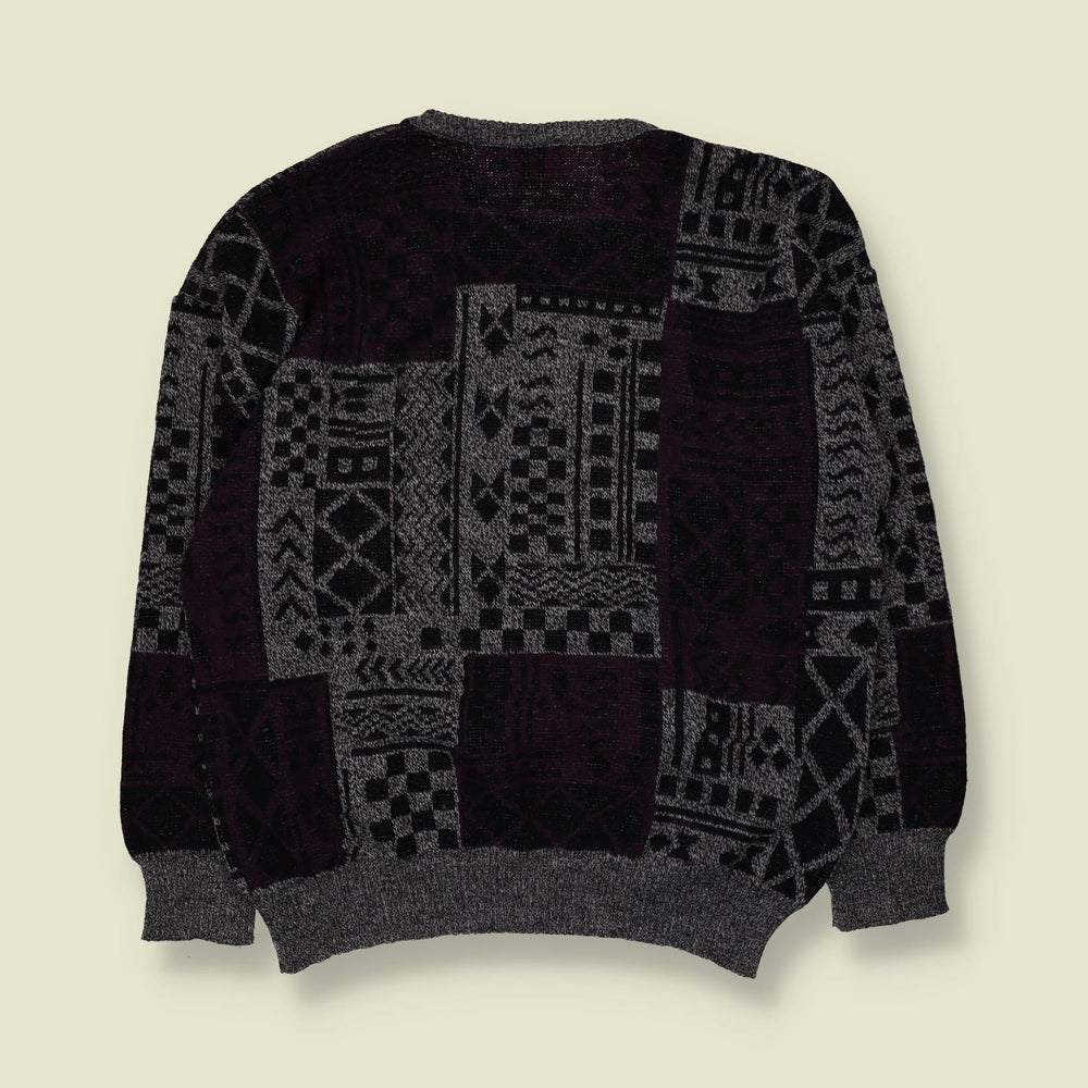 1980s | Angelo Litrico | Textured Jumper | Grey & Black - XXL