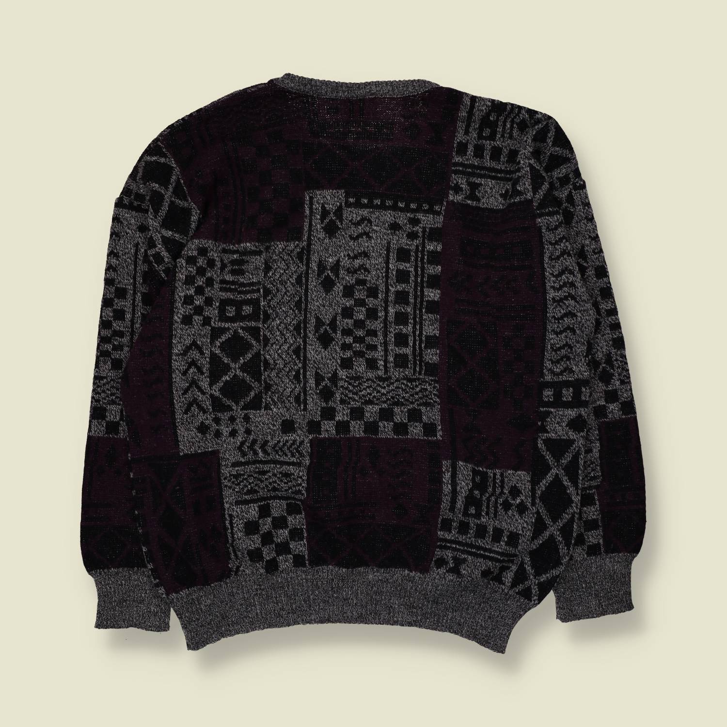1980s | Angelo Litrico | Textured Jumper | Grey & Black - XXL