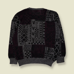 1980s | Angelo Litrico | Textured Jumper | Grey & Black - XXL