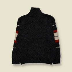 1980s | Signore | Quarter-Zip Jumper | Navy, Rust & Cream - M
