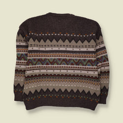 1980s | Paco Casari | Fair Isle Jumper | Brown Multicolour - XL