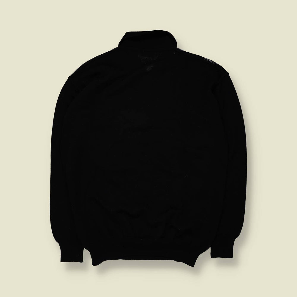 1980s | Westbury | Textured Polo Jumper | Black - XXL