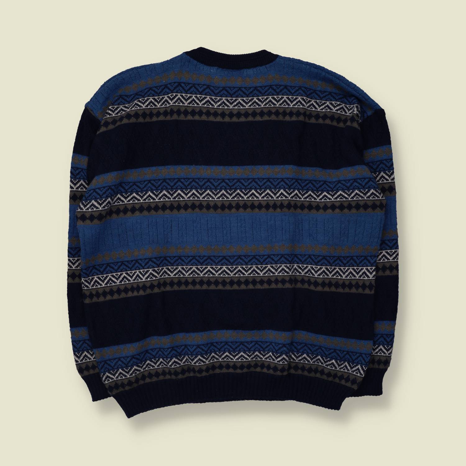 1980s | Fair Isle Jumper | Navy & Blue - 3XL