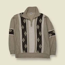 1980s | Newtex | Quarter-Zip Jumper | Grey & Black - M