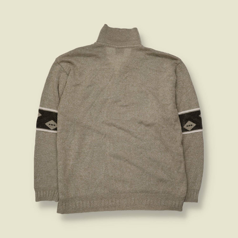 1980s | Newtex | Quarter-Zip Jumper | Grey & Black - M