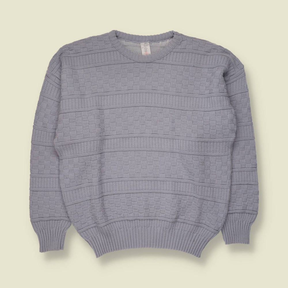 1980s | Textured Jumper | Grey - L
