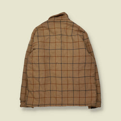 1970s | Woolrich | Teddy Lined Over Shirt | Tan Windowpane Check - L