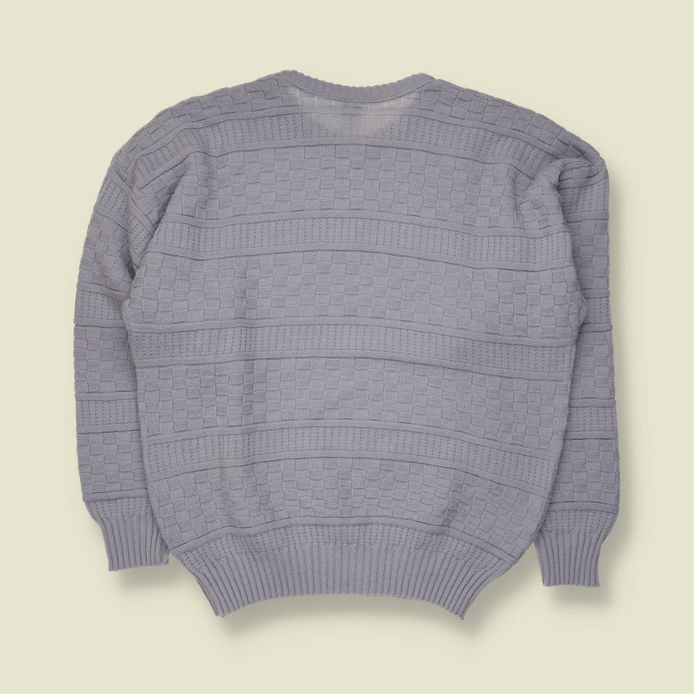 1980s | Textured Jumper | Grey - L