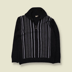 1980s | Eaty | Quarter-Zip Jumper | Charcoal & White - M