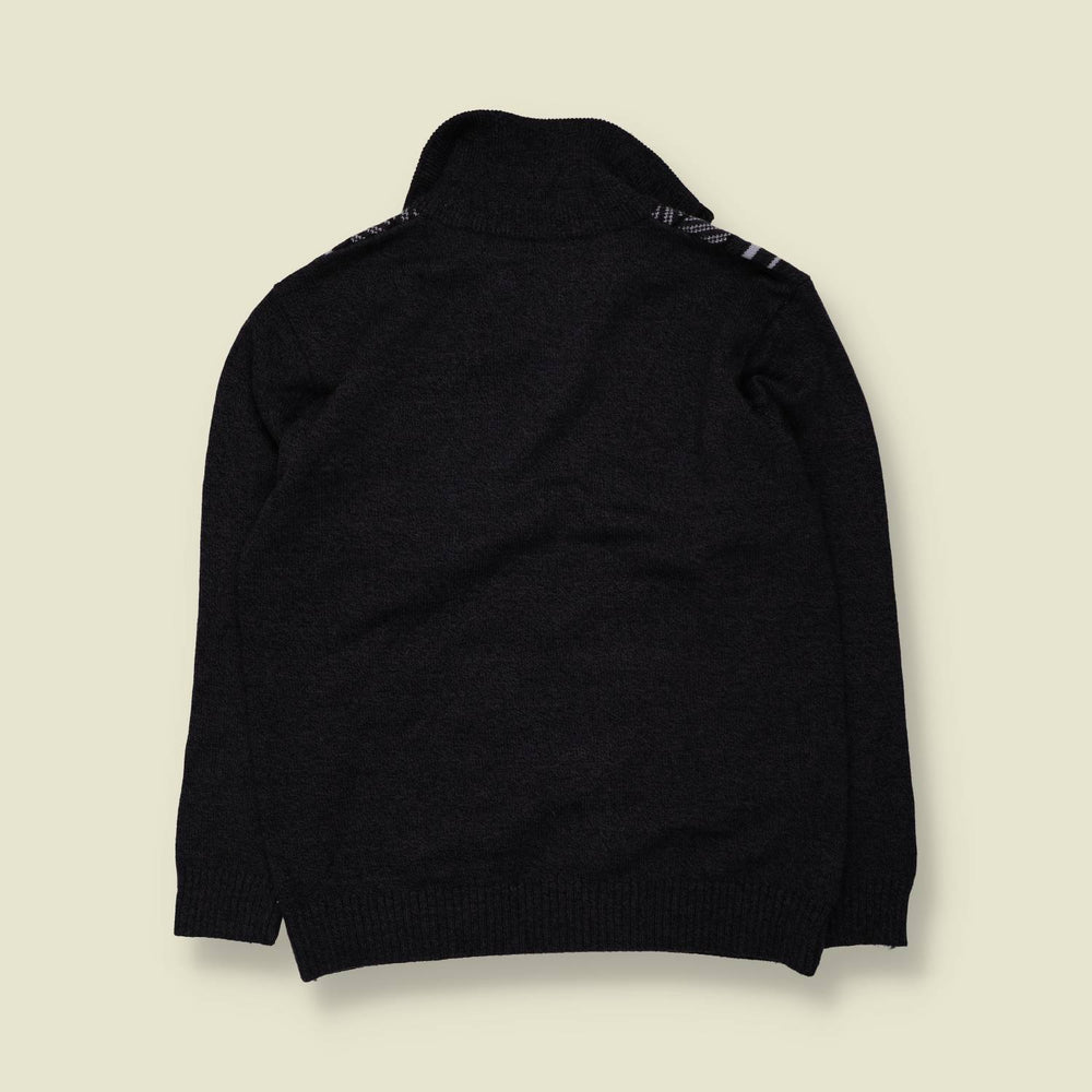 1980s | Eaty | Quarter-Zip Jumper | Charcoal & White - M