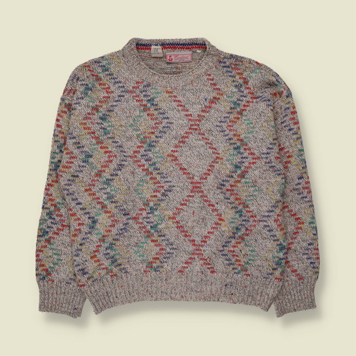 1980s | Cardinal | Fleck Knit Jumper | Grey Multicolour - L