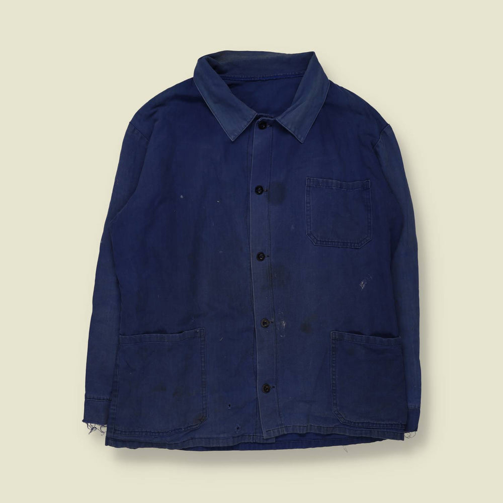 1980s | Chore Jacket | Navy with Back Print - XL