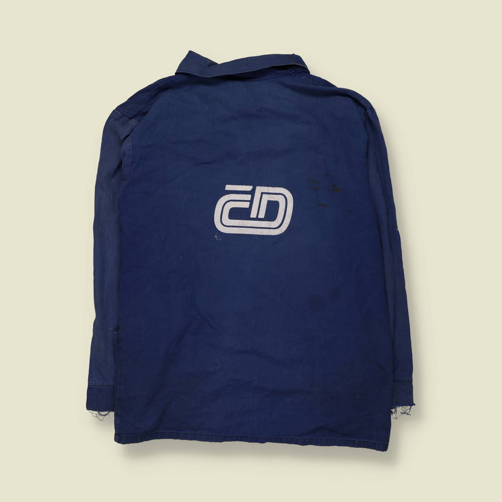 1980s | Chore Jacket | Navy with Back Print - XL