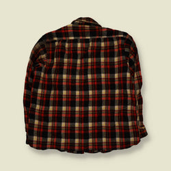 1950s | Plaid Flannel Shirt | Red, Black & Grey - L