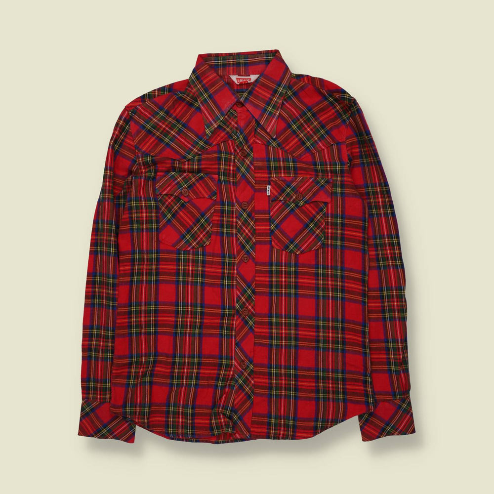 1970s | Levi's | Western Shirt | Red Tartan - S