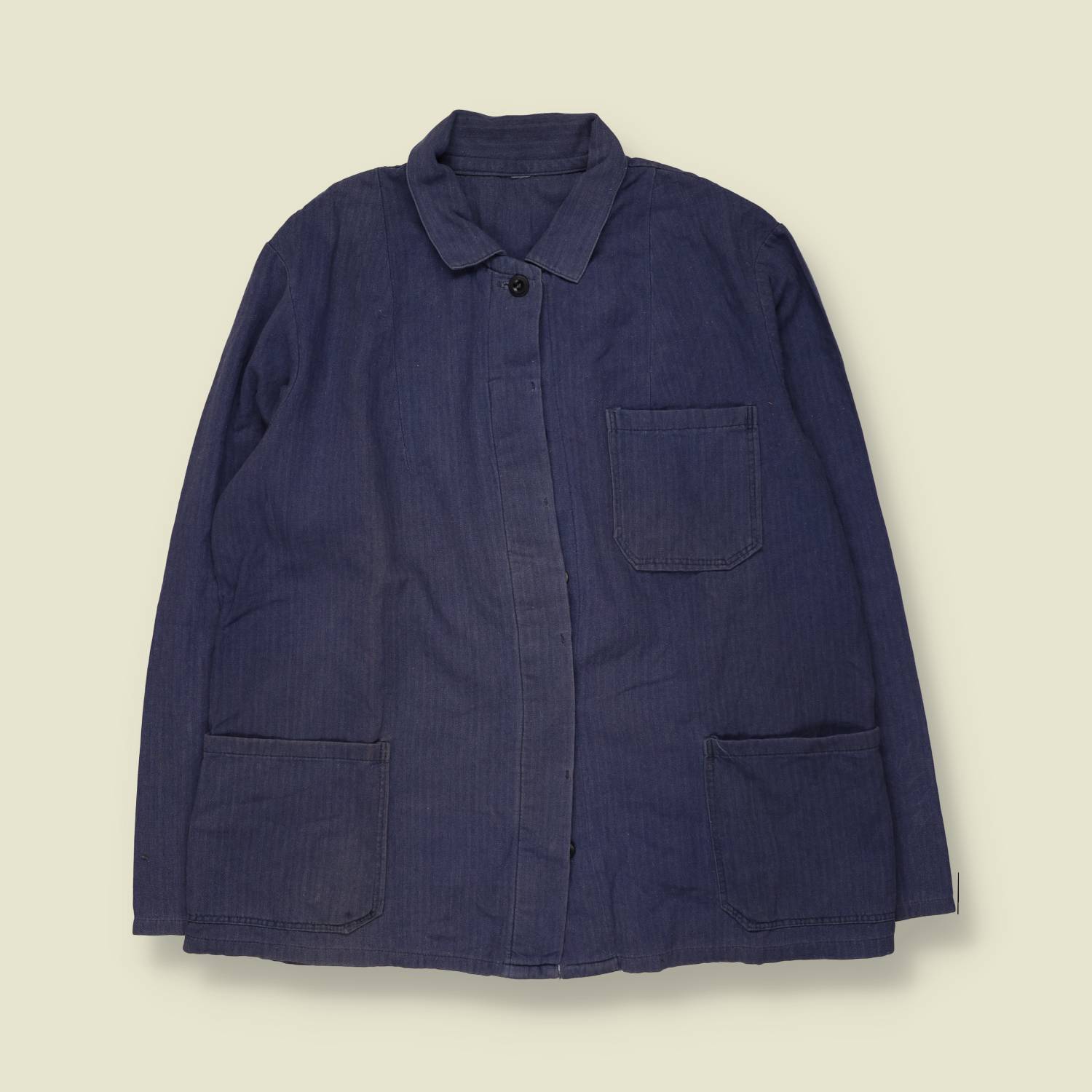 1980s | Chore Jacket | Navy Herringbone - L