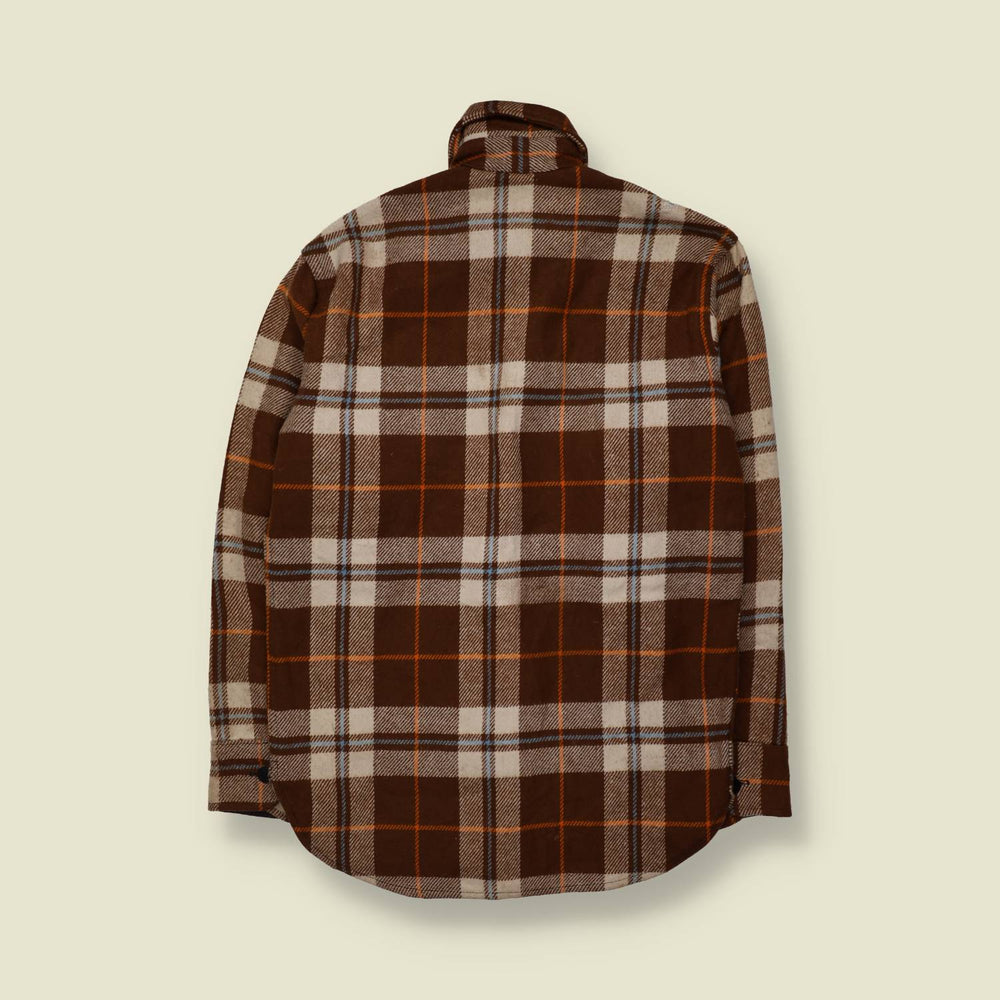 1970s | JC Penney | CPO Shirt | Brown & Cream Plaid - S