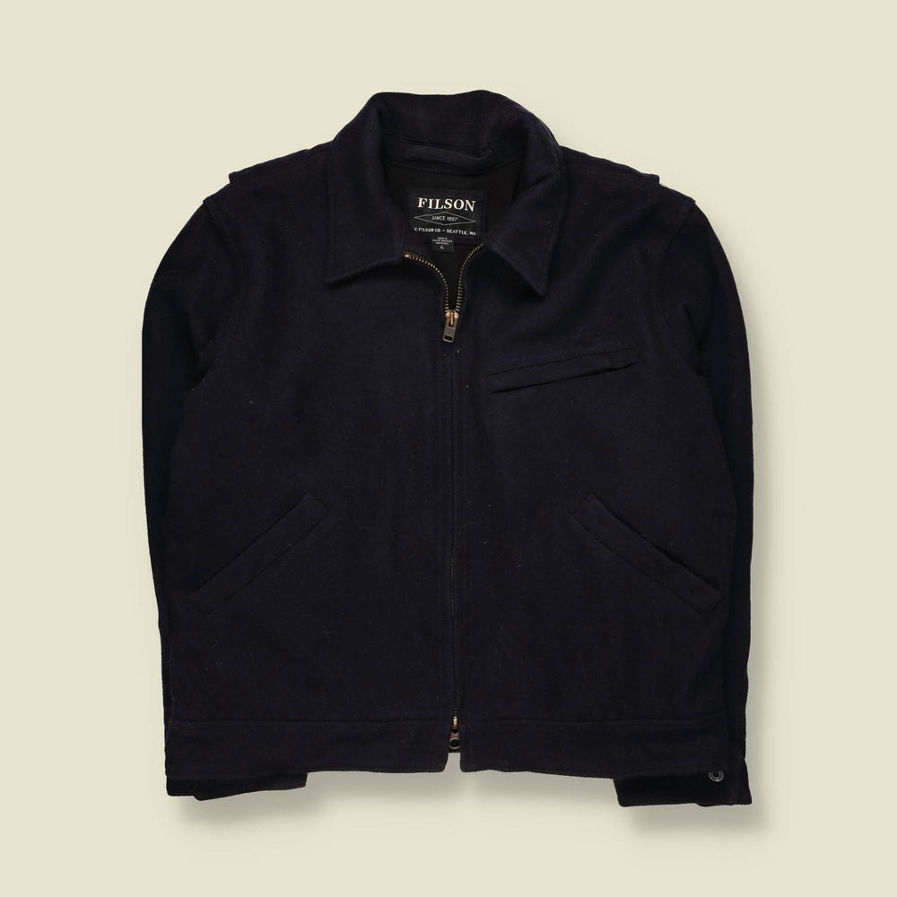 2000s | Filson Wool Bomber Jacket | Navy Blue - 3XL