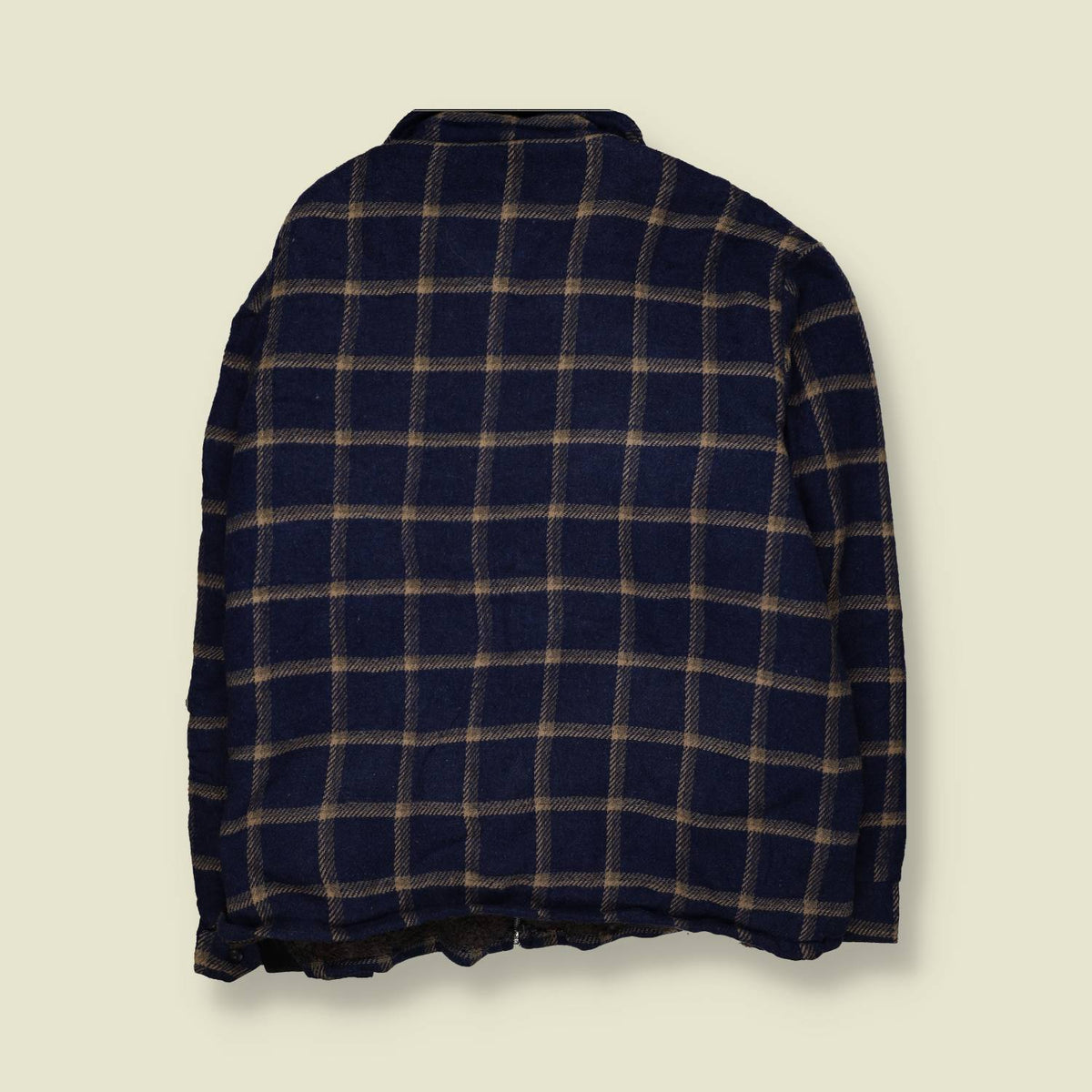 1980s | Golden Bear Plaid Wool Jacket | Navy Blue - 3XL