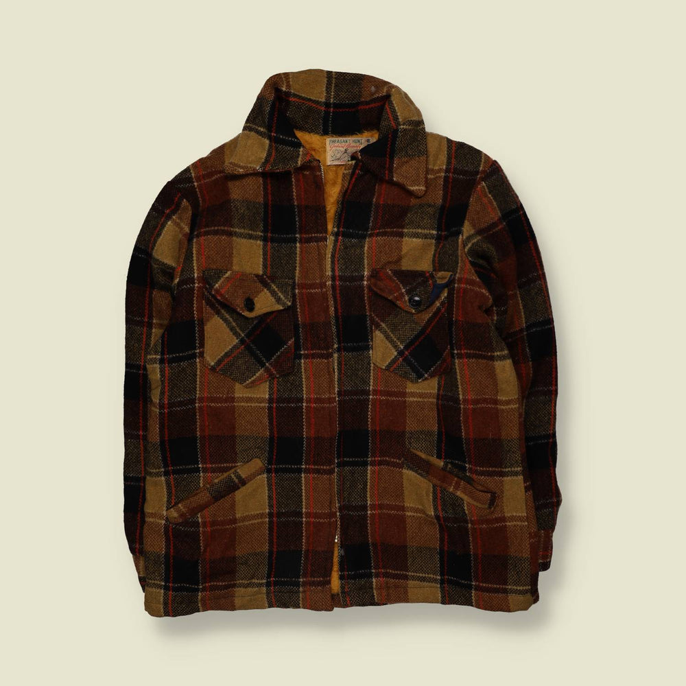 1970s | Pheasant Hunt Plaid Wool Hunting Jacket | Brown - L