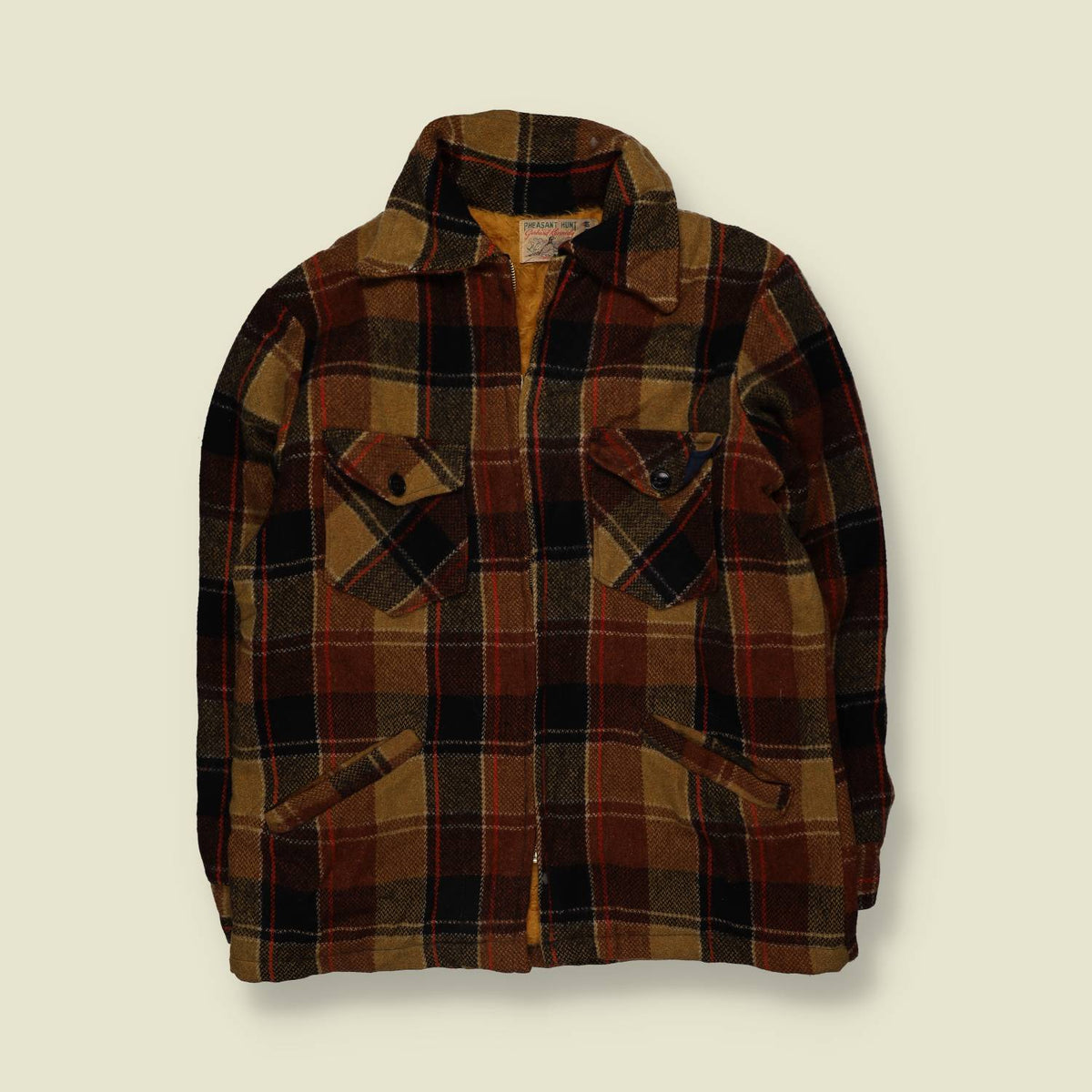 1970s | Pheasant Hunt Plaid Wool Hunting Jacket | Brown - L