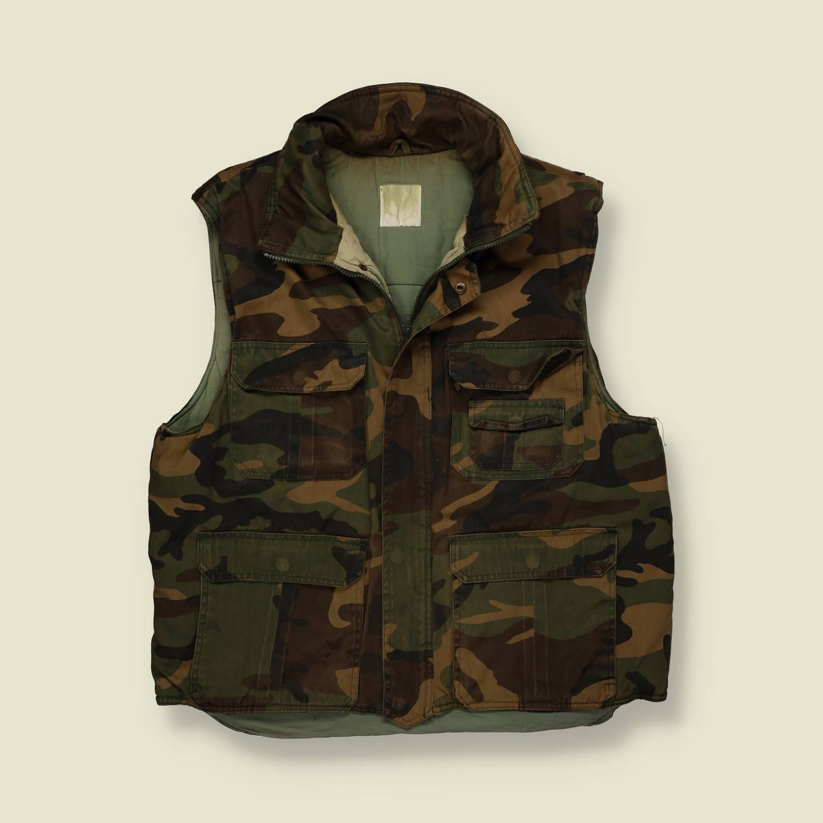1990s | Woodland Camo Utility Gilet - XL