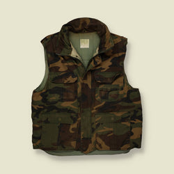 1990s | Woodland Camo Utility Gilet - XL