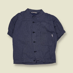 1980s | Marsum Striped Farmer Shirt | Navy Blue - S