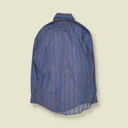 1970s | Rich's Striped Button-Down Shirt | Blue - M