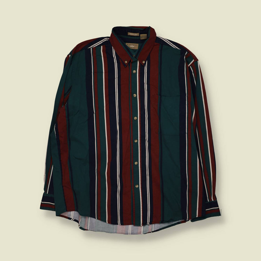 1990s | Natural Issue Striped Cotton Shirt | Multicolour - XXL