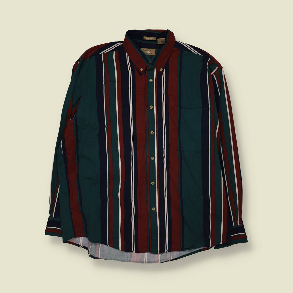 1990s | Natural Issue Striped Cotton Shirt | Multicolour - XXL
