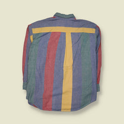 2000s | River Brand Colour Block Cotton Shirt | Multicolour - L