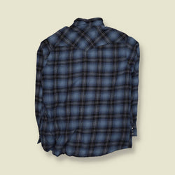 1990s | Wrangler Plaid Western Shirt | Blue - M